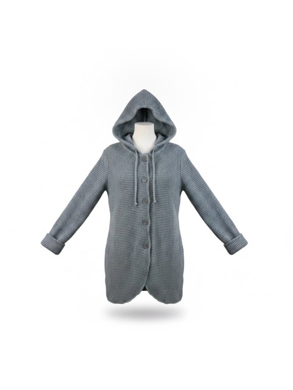 Exclusively For Signals Womens Gray Cotton Hooded Button Jacket Size S